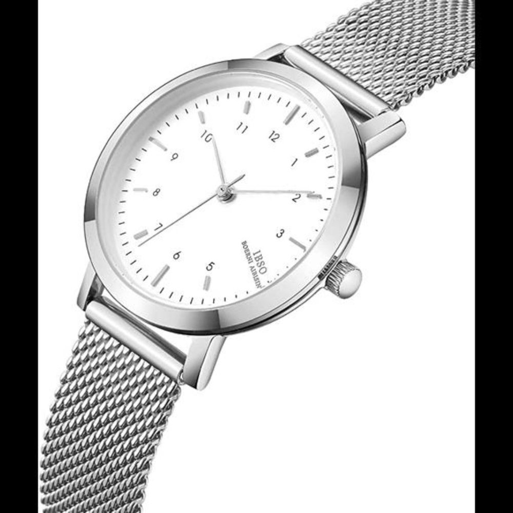 Stainless Steel Band Ladies Women Quartz Waterproof Watch